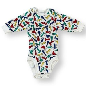 Vintage carters tools baby onesie waffle knit thermal long sleeve one piece 6m